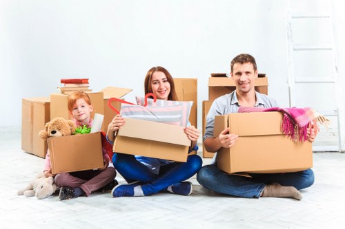 Packing boxes and furniture ready for a Hornsey removal van