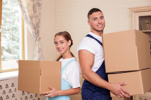 Packed boxes and moving supplies ready for a Hornsey removal service