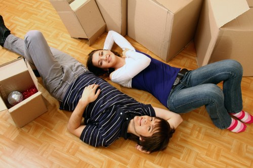 Furniture and boxes being loaded for a Hornsey removals service
